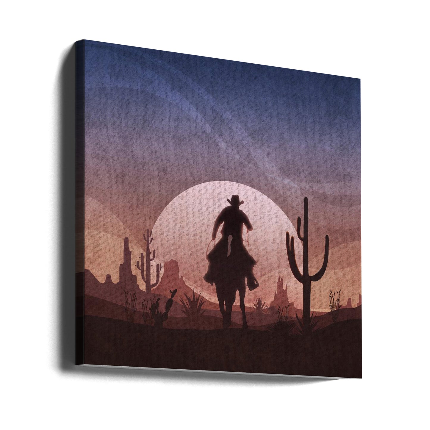 Cowboy-solnedgang | Lærredsbilleder