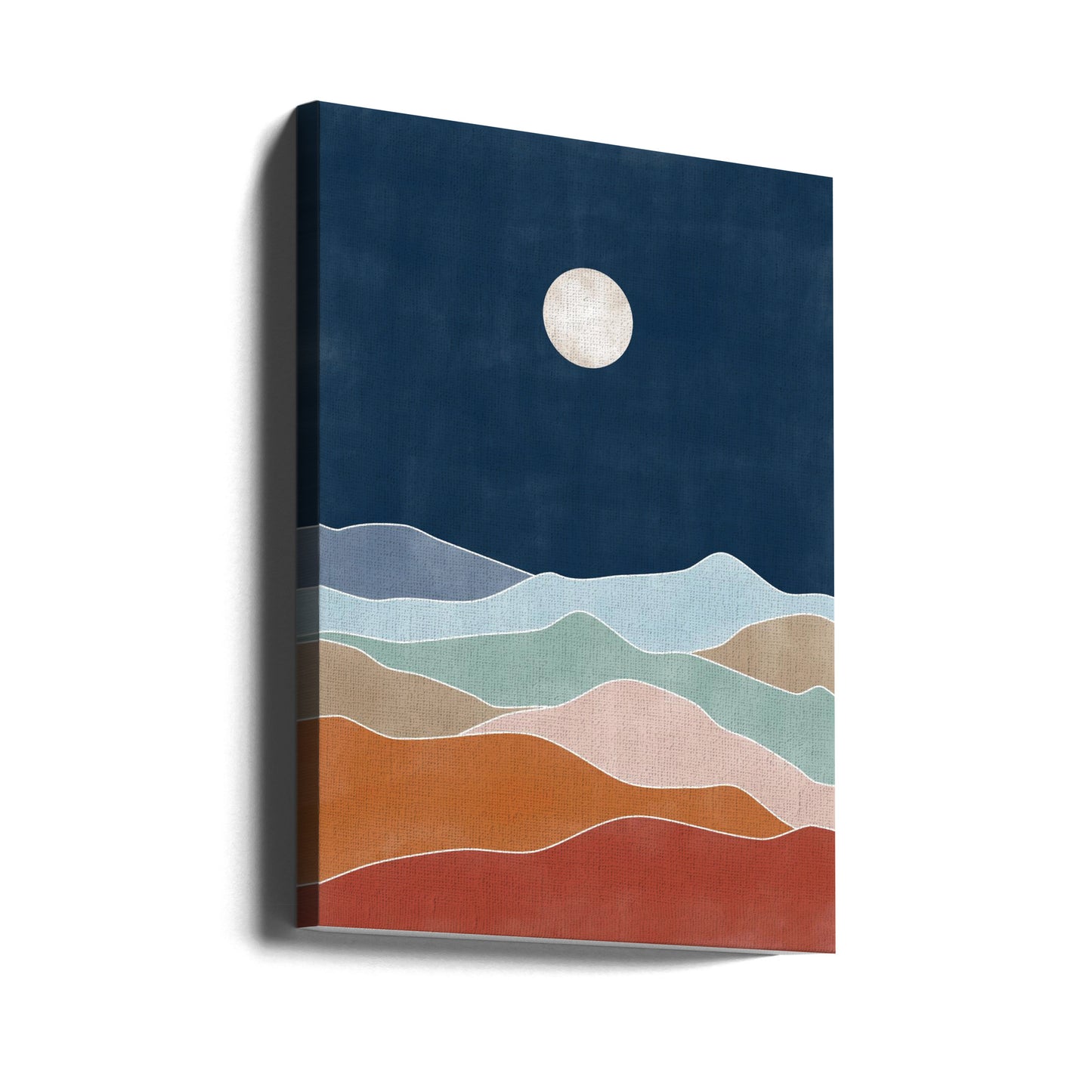 Paisaje de colina iluminado por la luna | Impresiones en Lienzo