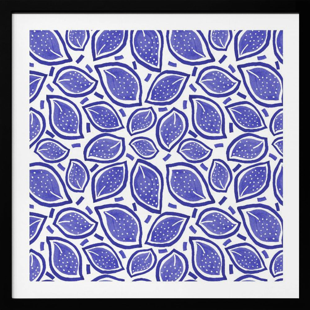 Foglie sparse blu navy a pois | Poster - Stampe d’Arte