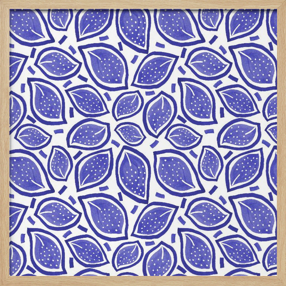 Foglie sparse blu navy a pois | Poster - Stampe d’Arte
