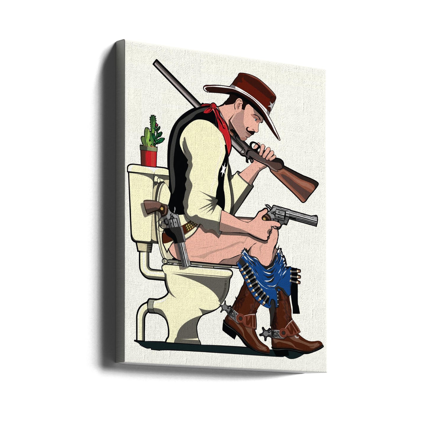 Cowboy On the Toilet | Canvas