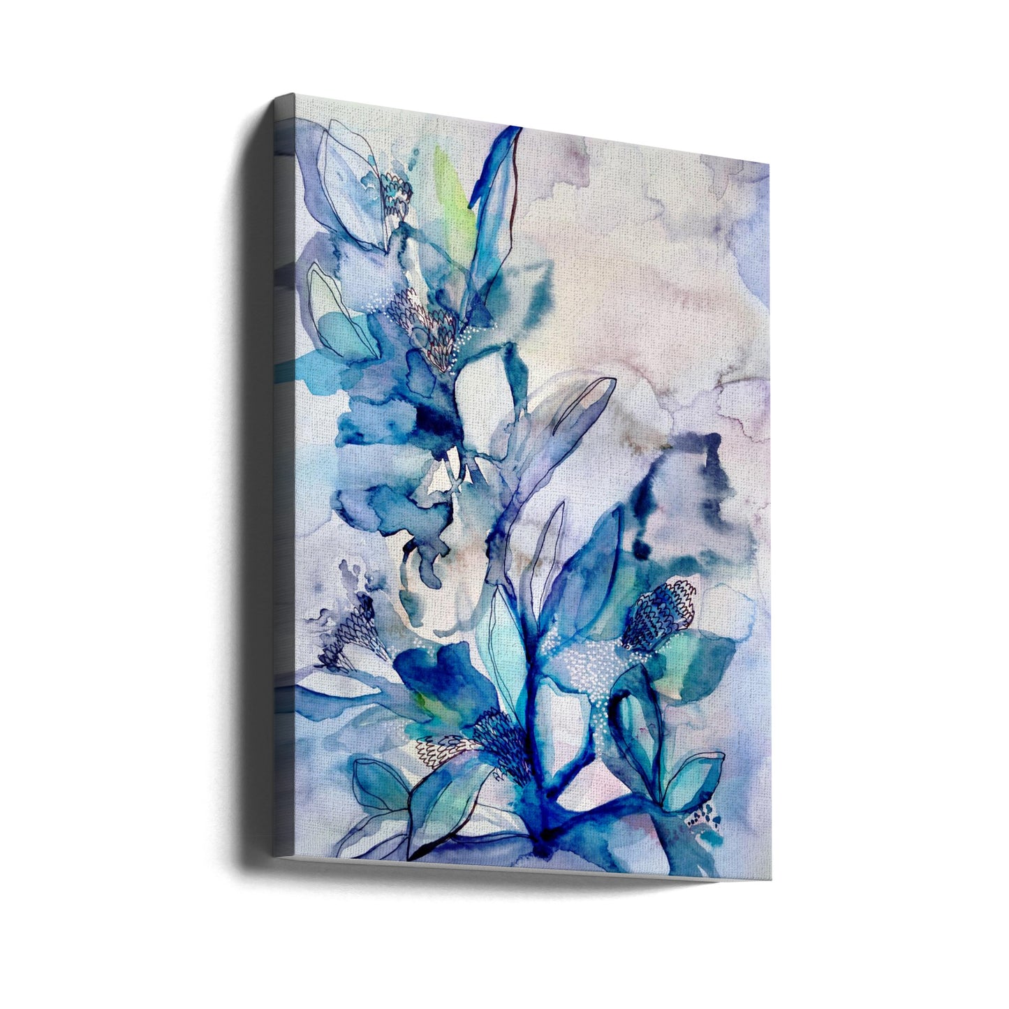 Aqua Blommor | Canvas