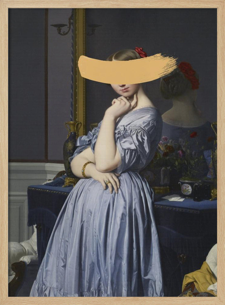 Klassisches Ölgemälde und gelber Spritzer | Poster