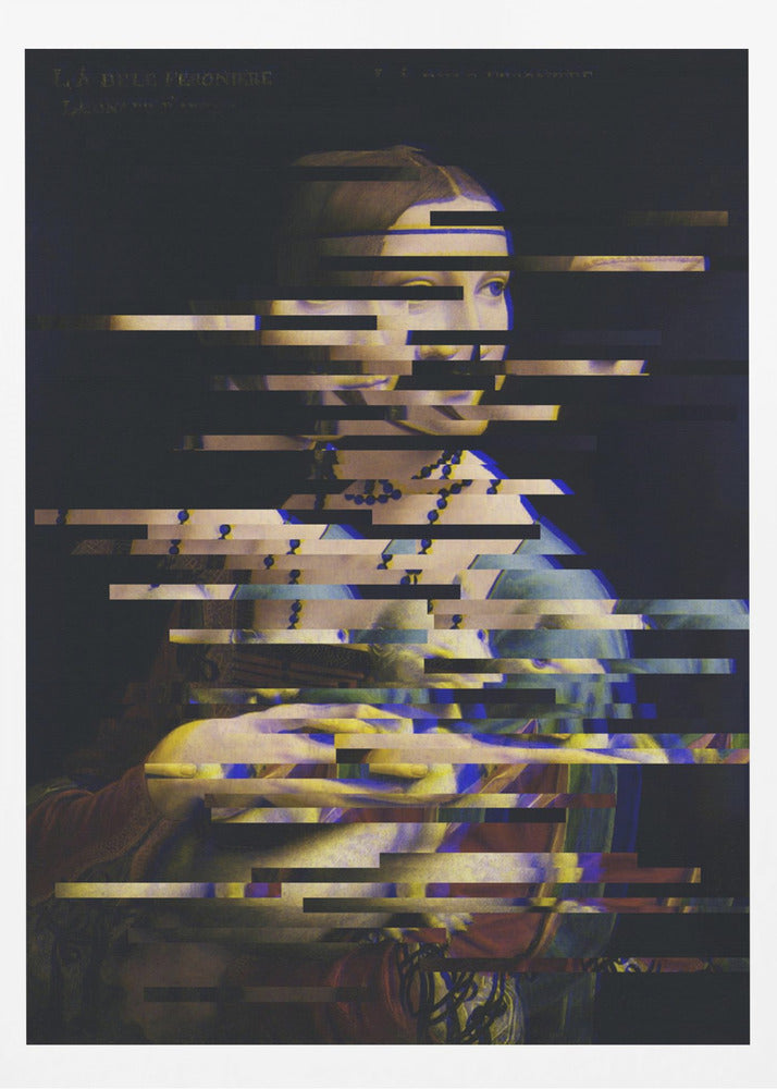 Glitched Leonardo da Vinci's Lady with an Ermine | Poster