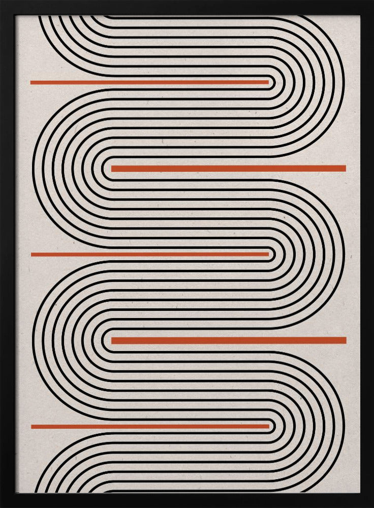 Líneas rojas, beige y negras contemporáneas | Posters - Impresiones de Arte