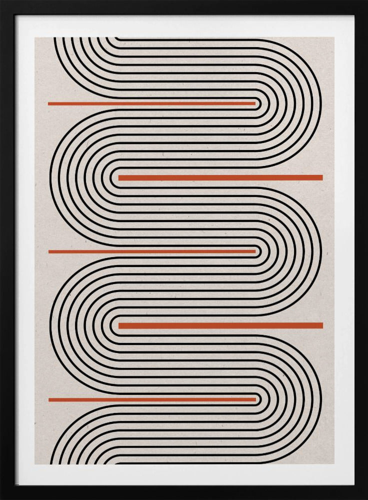 Líneas rojas, beige y negras contemporáneas | Posters - Impresiones de Arte