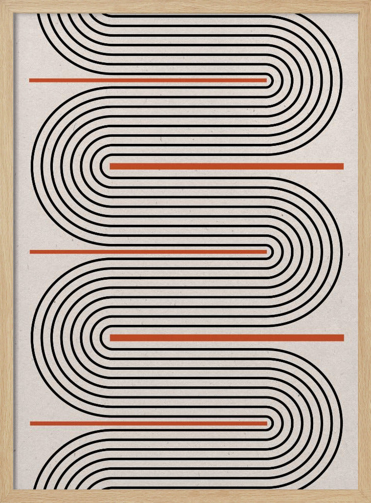 Líneas rojas, beige y negras contemporáneas | Posters - Impresiones de Arte