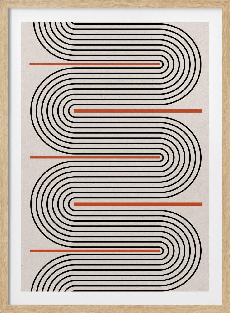 Líneas rojas, beige y negras contemporáneas | Posters - Impresiones de Arte