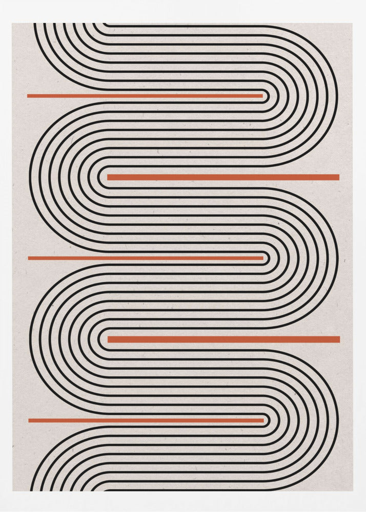 Líneas rojas, beige y negras contemporáneas | Posters - Impresiones de Arte