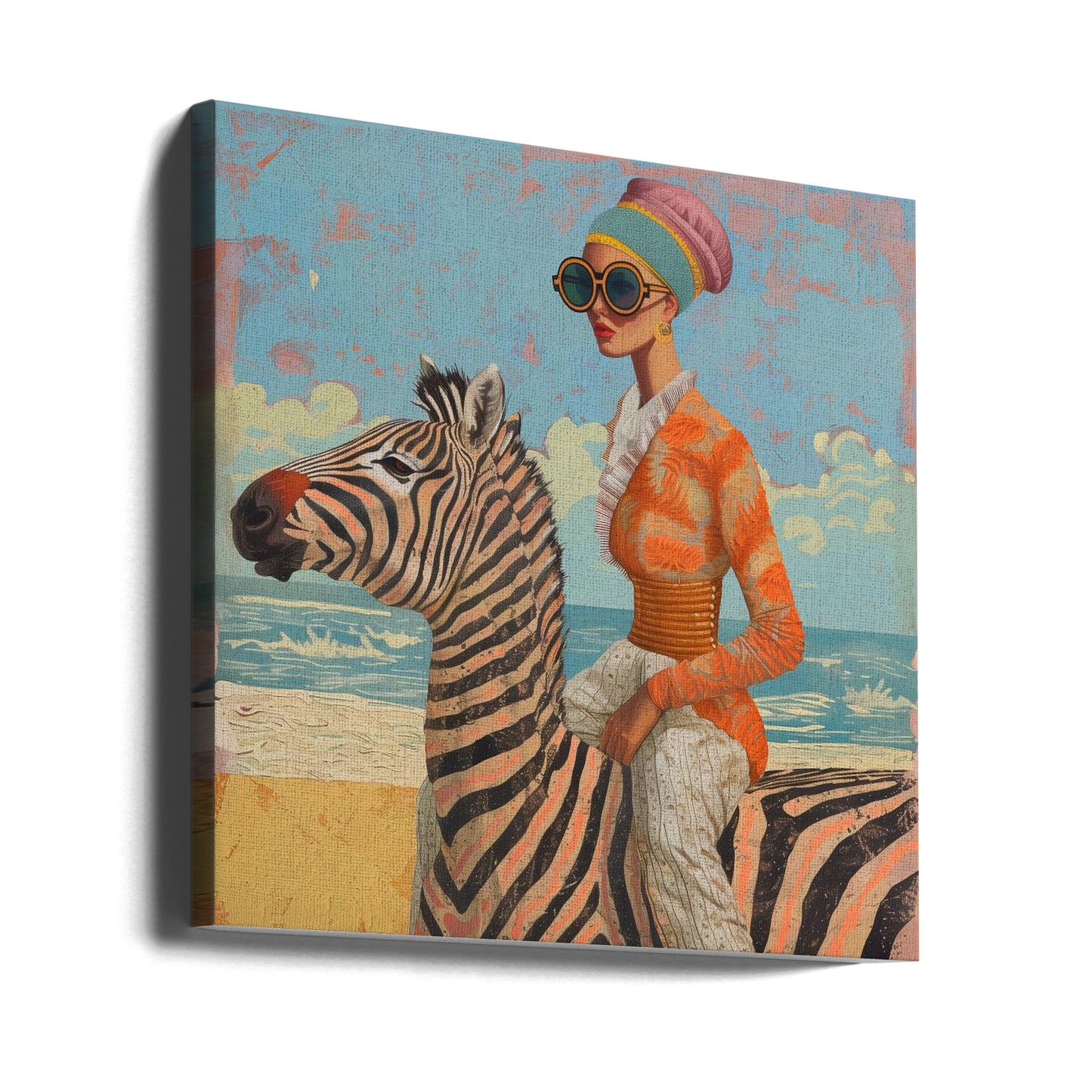 Vrouw en zebra | Canvasprints