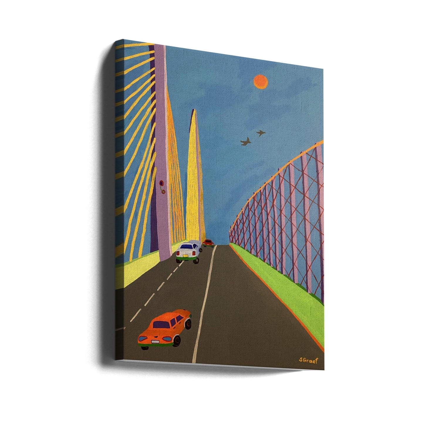 Conduciendo por el puente Sunshine Skyway | Impresiones en Lienzo