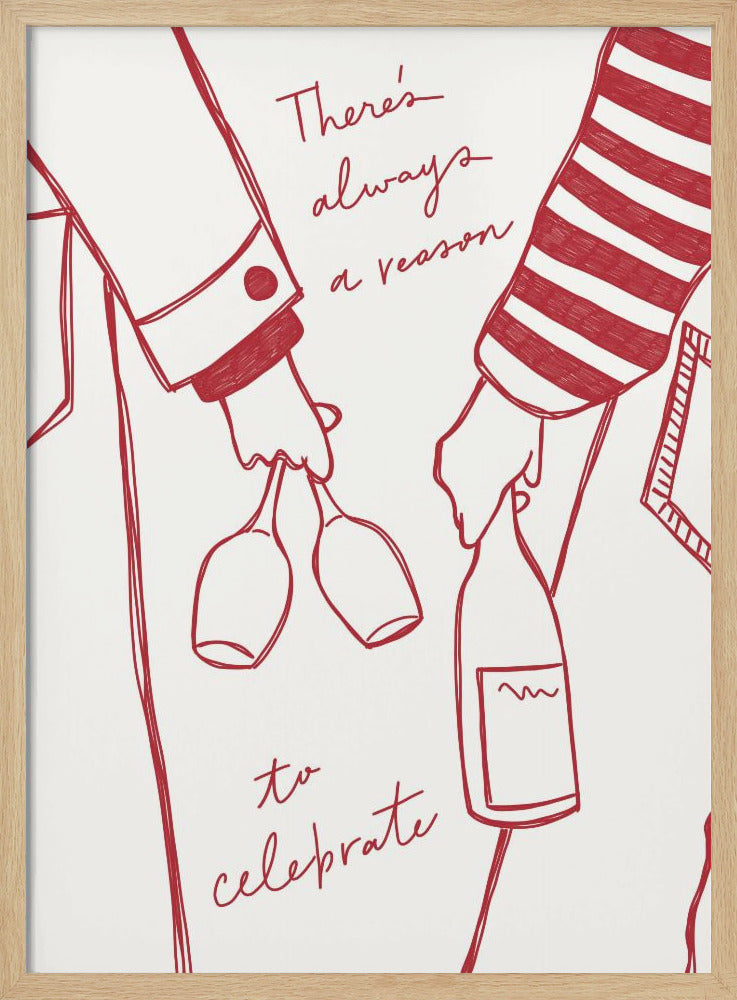 Woman holding wine bottle and wine glass (Red) - Wine Vin Rouge Femme | Poster