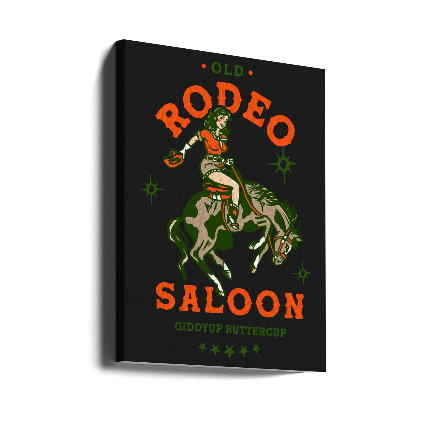 Vaquera del antiguo salón de rodeo: ¡Arre, Buttercup! Impresiones en Lienzo