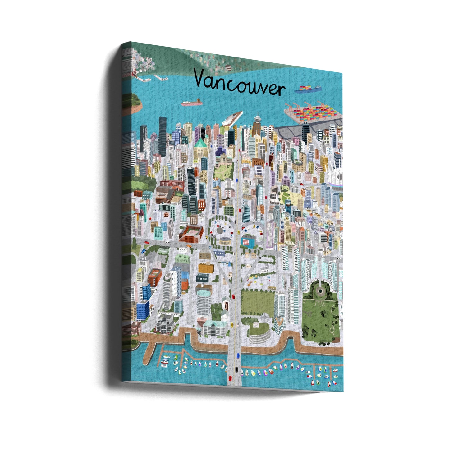 Vista de la ciudad de Vancouver por la artista Carla Daly | Impresiones en Lienzo