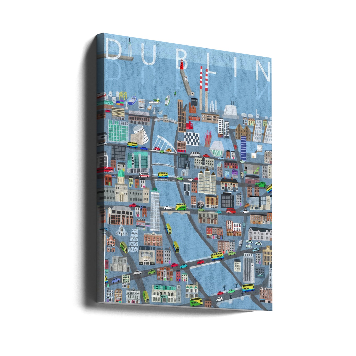 Geïllustreerd uitzicht op Dublin City, Ierland door kunstenaar Carla Daly | Canvasprints