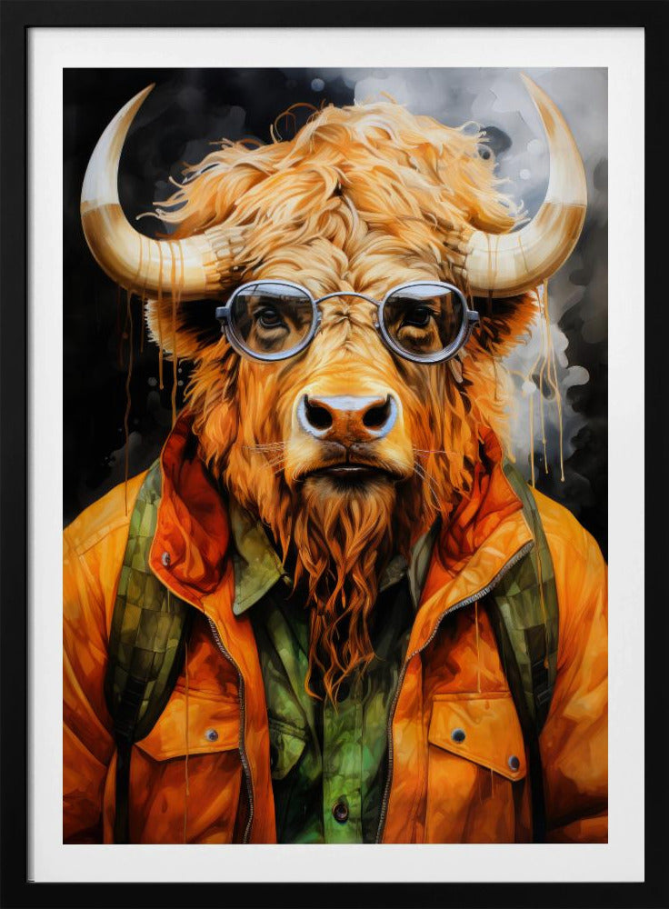 Akvarell djurkonst i buffel | Poster