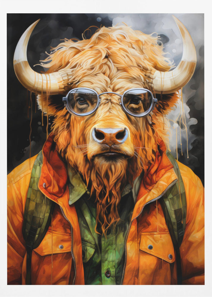 Akvarell djurkonst i buffel | Poster