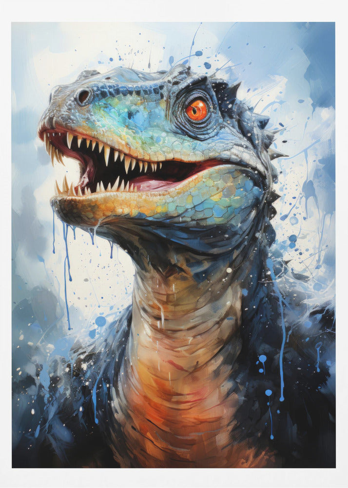 Rebbachisaurus Dinosaurier Aquarell Tierkunst | Poster
