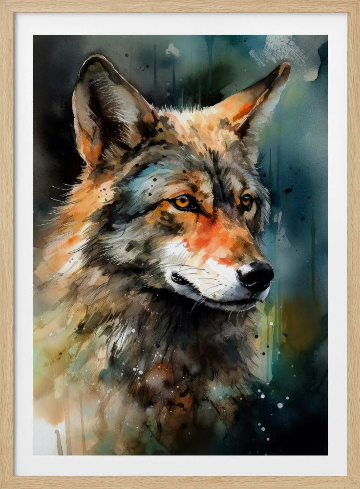 Wolf Watercolor Animal Art | Poster