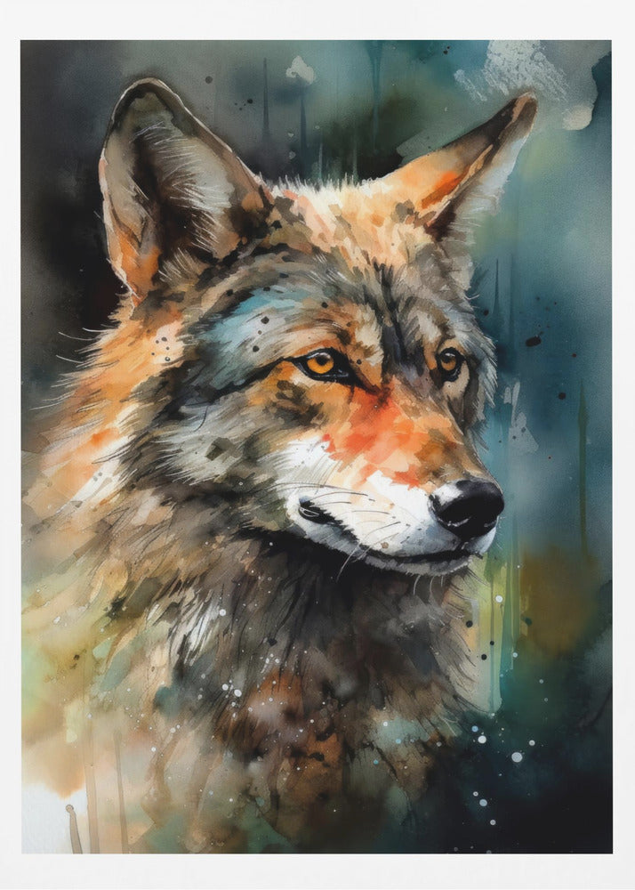 Wolf Watercolor Animal Art | Poster