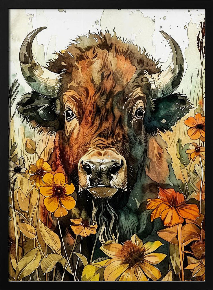 Büffel-Aquarell-Tierkunst 1 | Poster