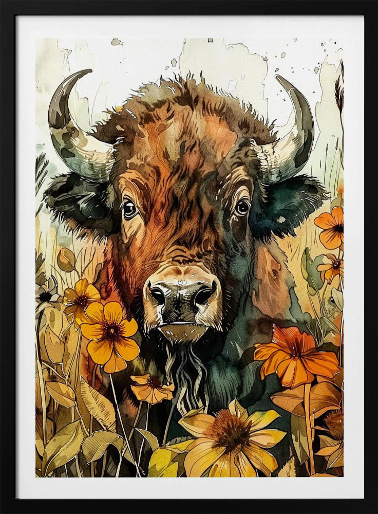 Büffel-Aquarell-Tierkunst 1 | Poster