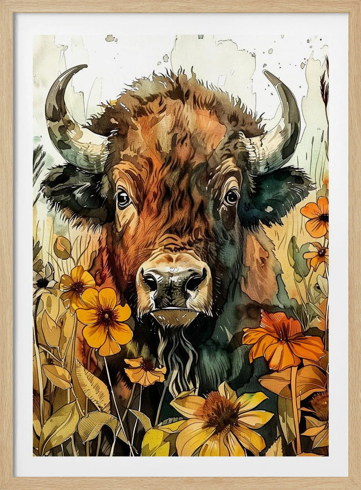 Büffel-Aquarell-Tierkunst 1 | Poster