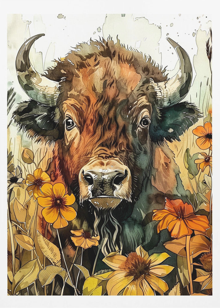 Büffel-Aquarell-Tierkunst 1 | Poster