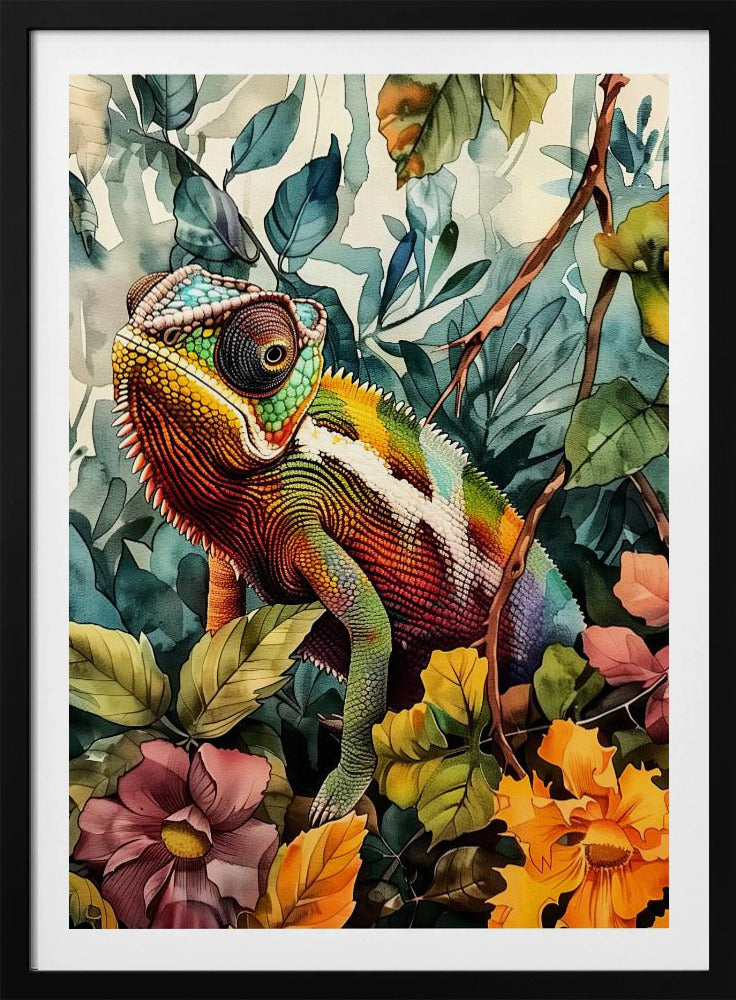 Chameleon watercolor animal art 1 | Poster
