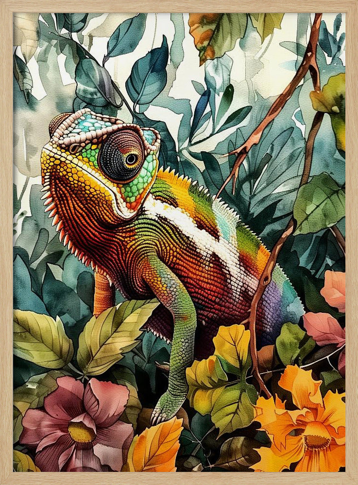 Chameleon watercolor animal art 4 | Poster