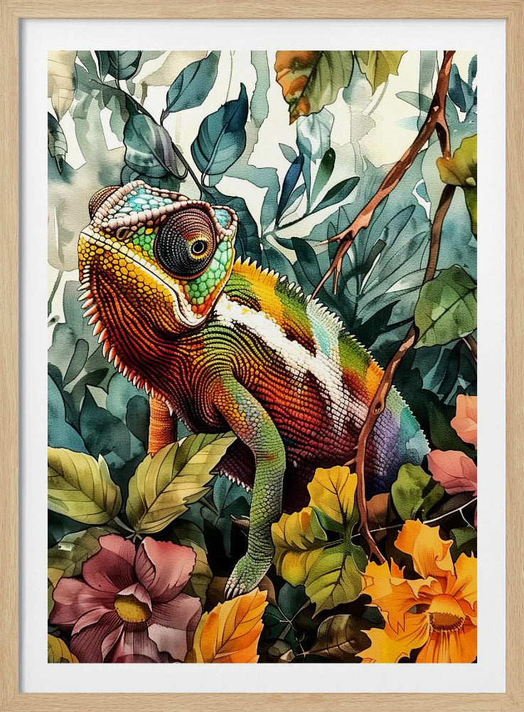 Chameleon watercolor animal art 4 | Poster