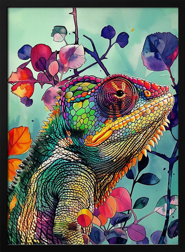 Chameleon watercolor animal art 5 | Poster