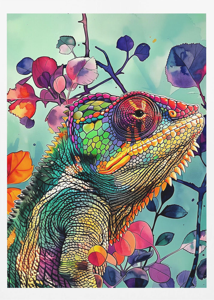 Chameleon watercolor animal art 5 | Poster