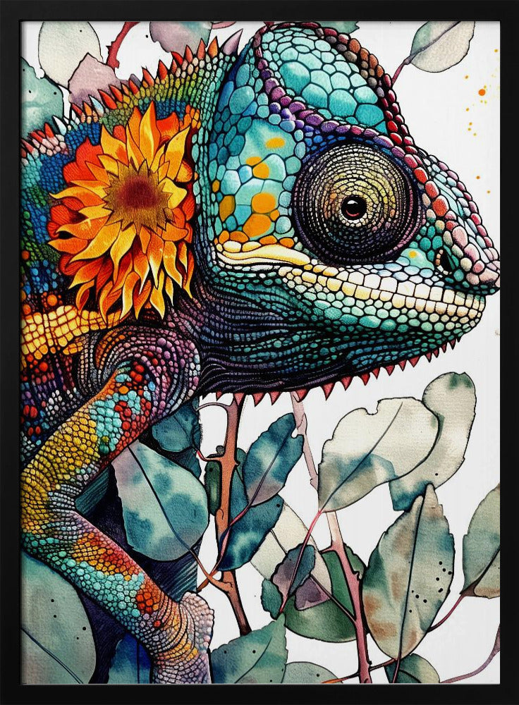 Chameleon watercolor animal art 7 | Poster