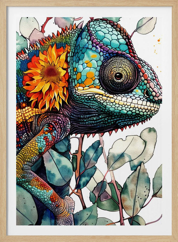 Chameleon watercolor animal art 7 | Poster