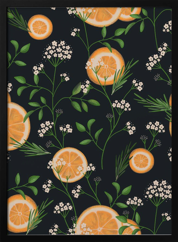 Elderflowers and Oranges Black | Poster