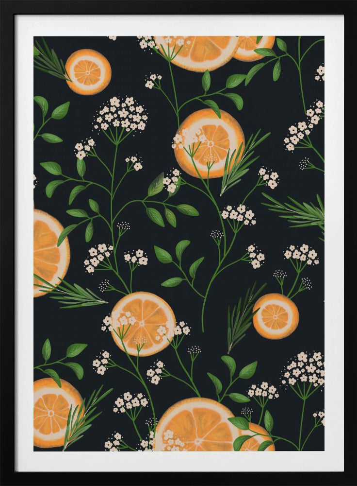 Elderflowers and Oranges Black | Poster