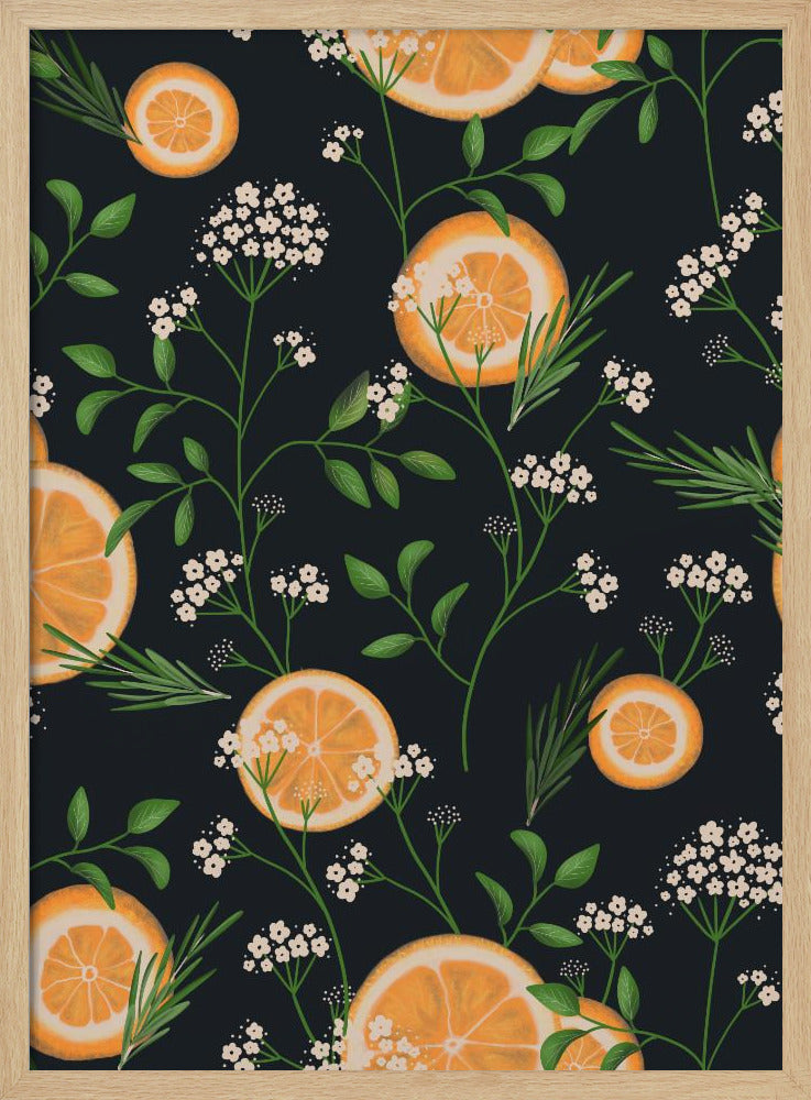 Elderflowers and Oranges Black | Poster
