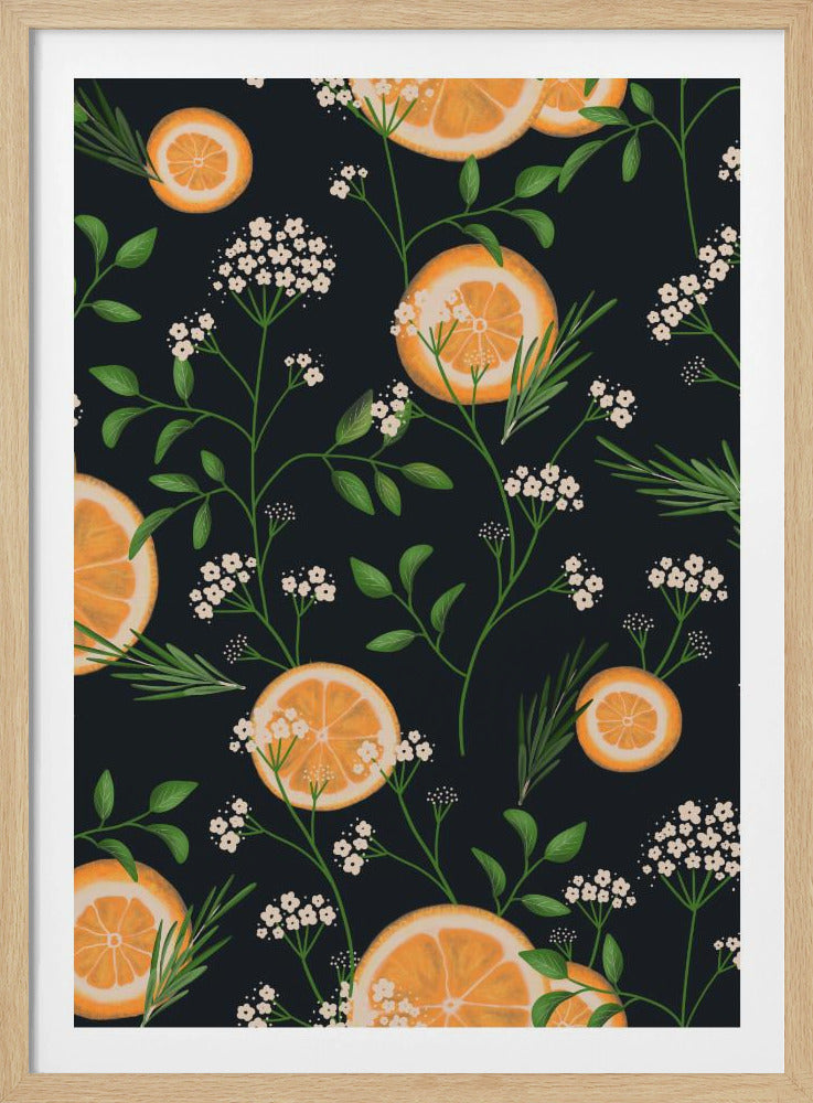 Elderflowers and Oranges Black | Poster