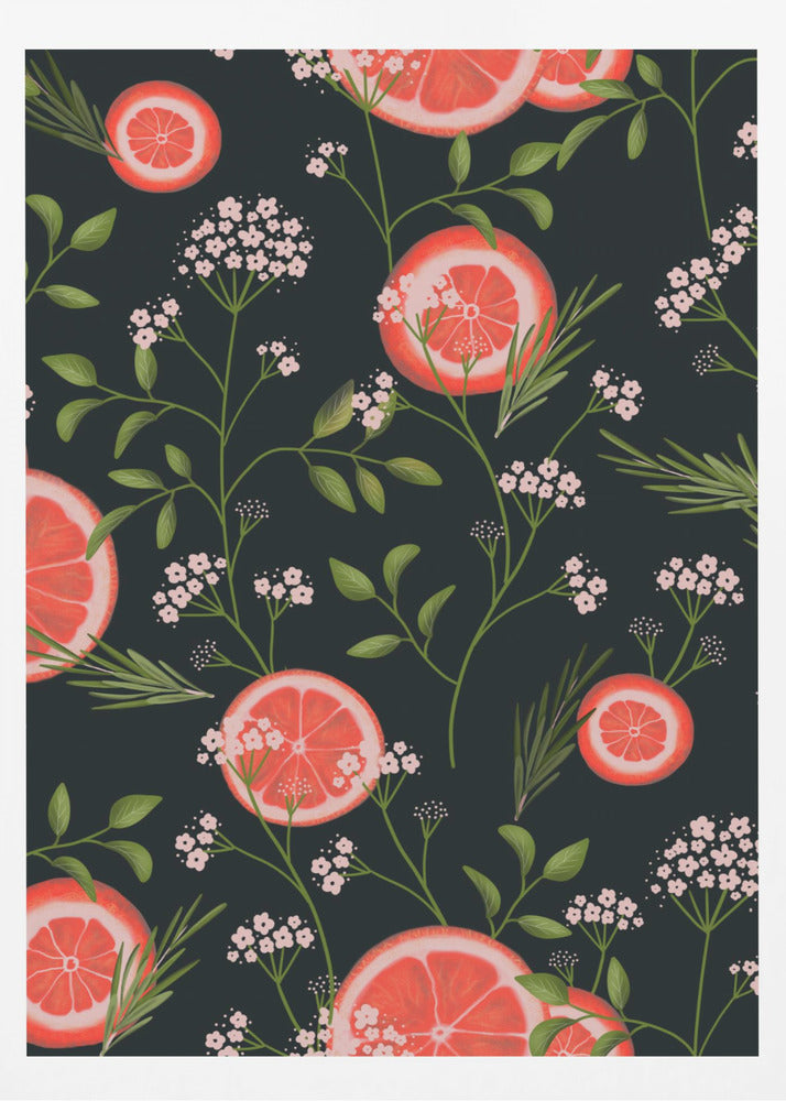 Elderflowers and Oranges Black 2 | Poster