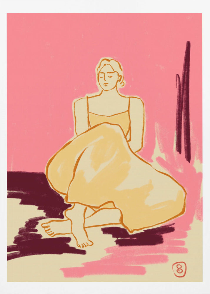 Seated Figure In A Flowing Dress | Poster