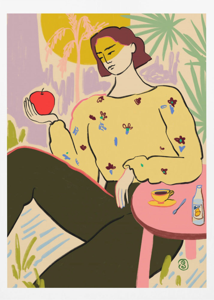 Woman With Apple | Poster