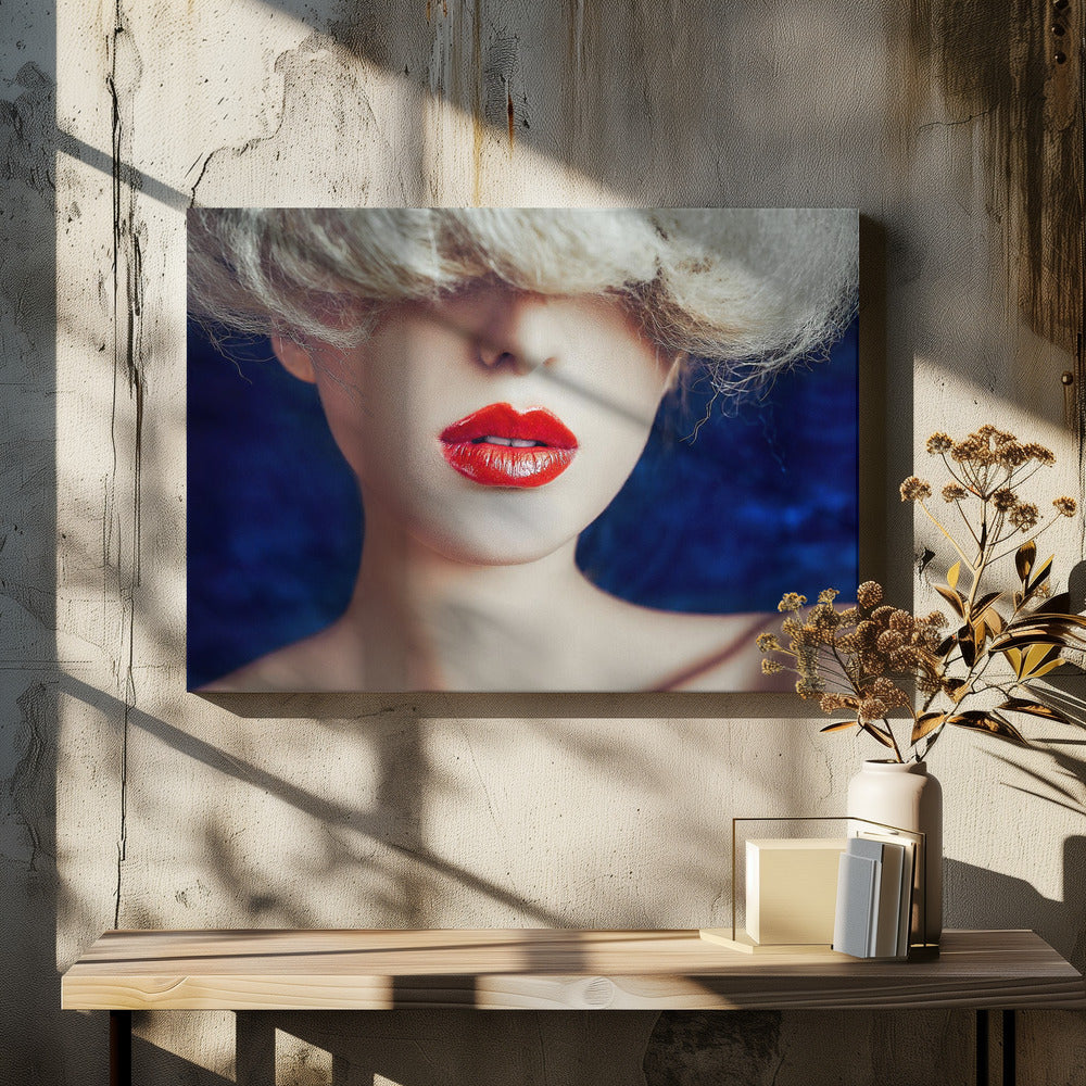 Rode lippen, verborgen ogen | Canvasprints