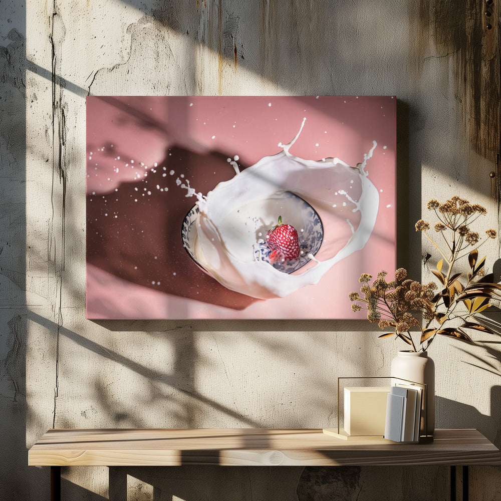 Jordgubb faller i mjölkfällan | Canvas