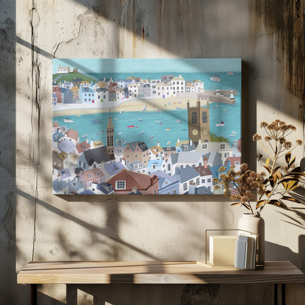 Kaunis St Ives, Cornwall, Iso-Britannia, taiteilija Carla Daly | Canvastaulut