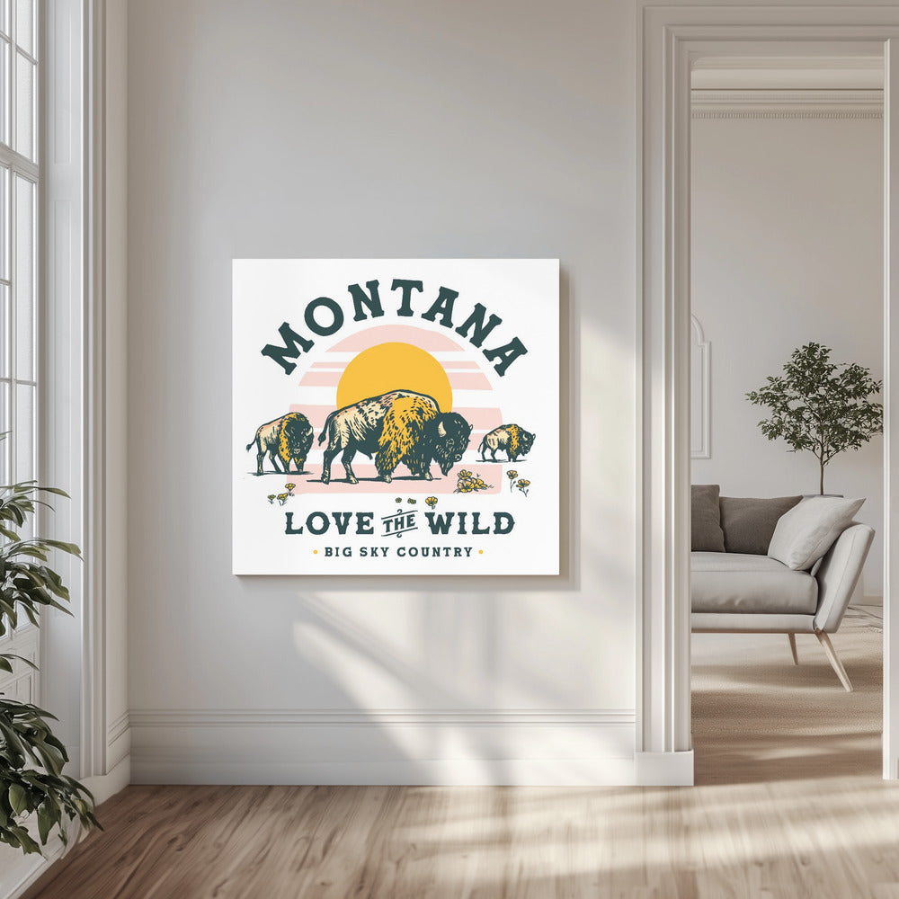 Montana Buffalo Art: Elsk naturen | Lærredsbilleder