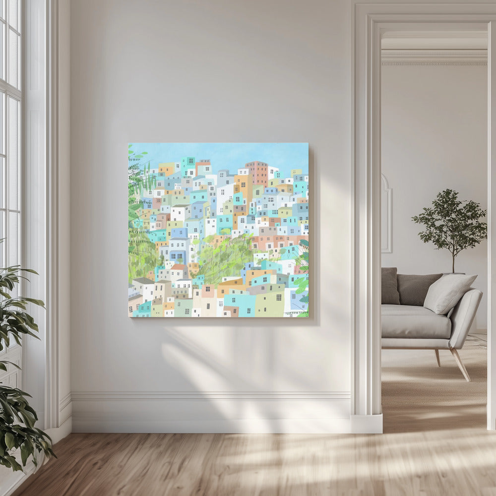 Vue sur les toits de Rio de Janeiro par l'artiste Carla Daly | Tableaux sur Toile