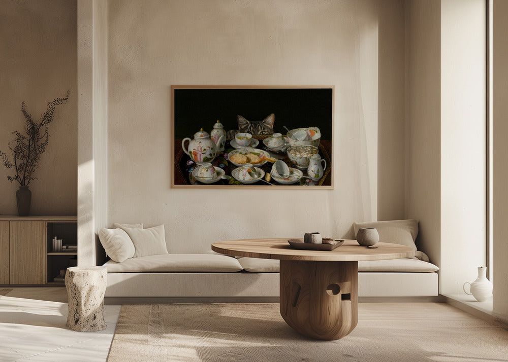 A Tea Set With A Cat | Poster