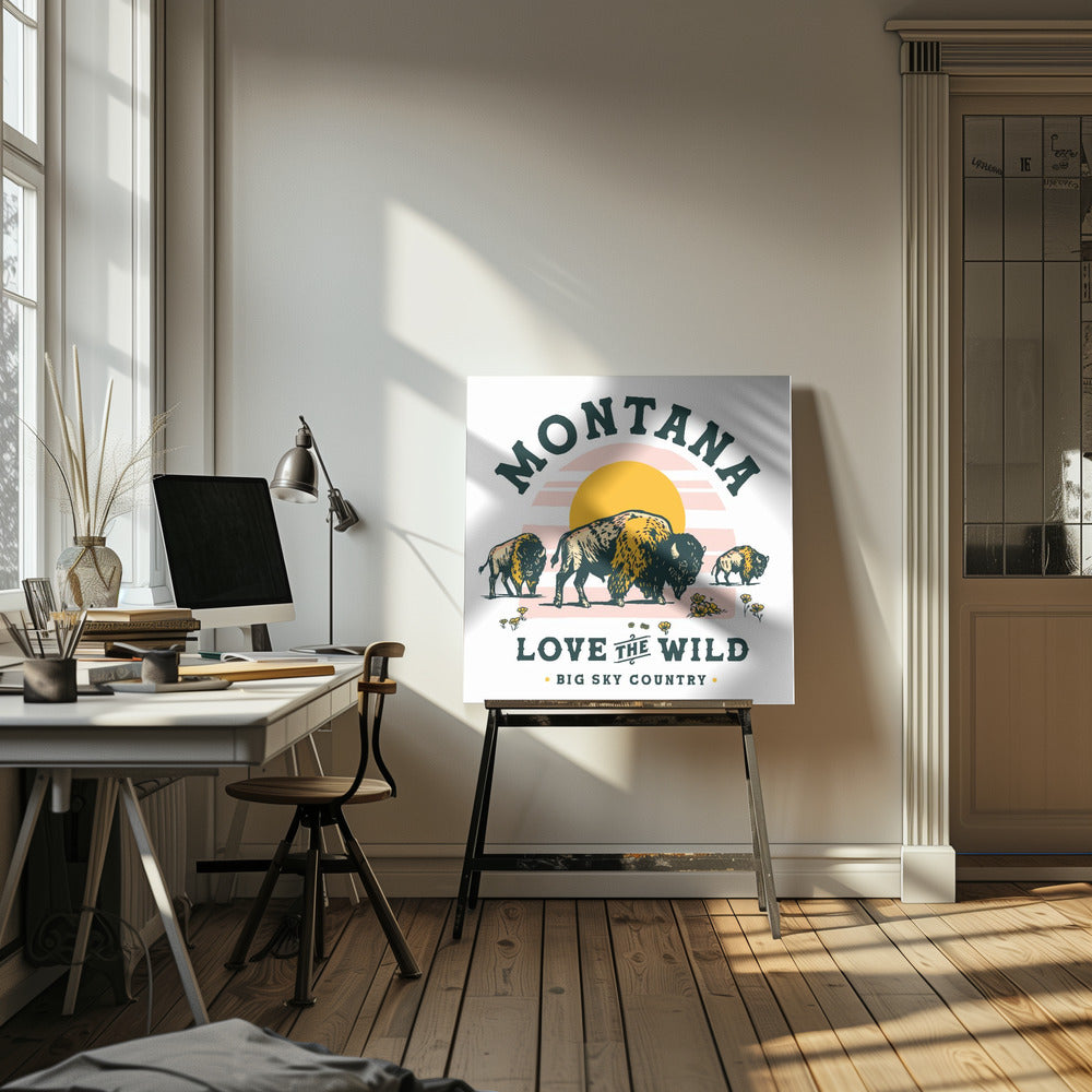 Montana Buffalo Art: Elsk naturen | Lærredsbilleder