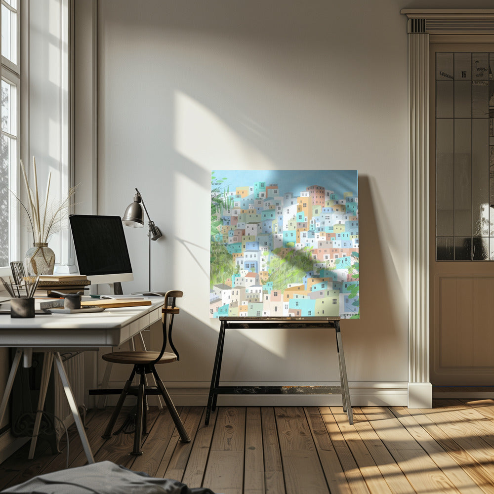 Vue sur les toits de Rio de Janeiro par l'artiste Carla Daly | Tableaux sur Toile